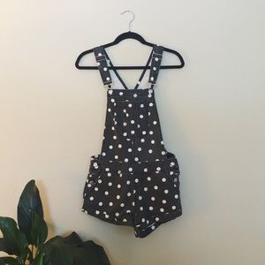 Cute polka dot overalls!